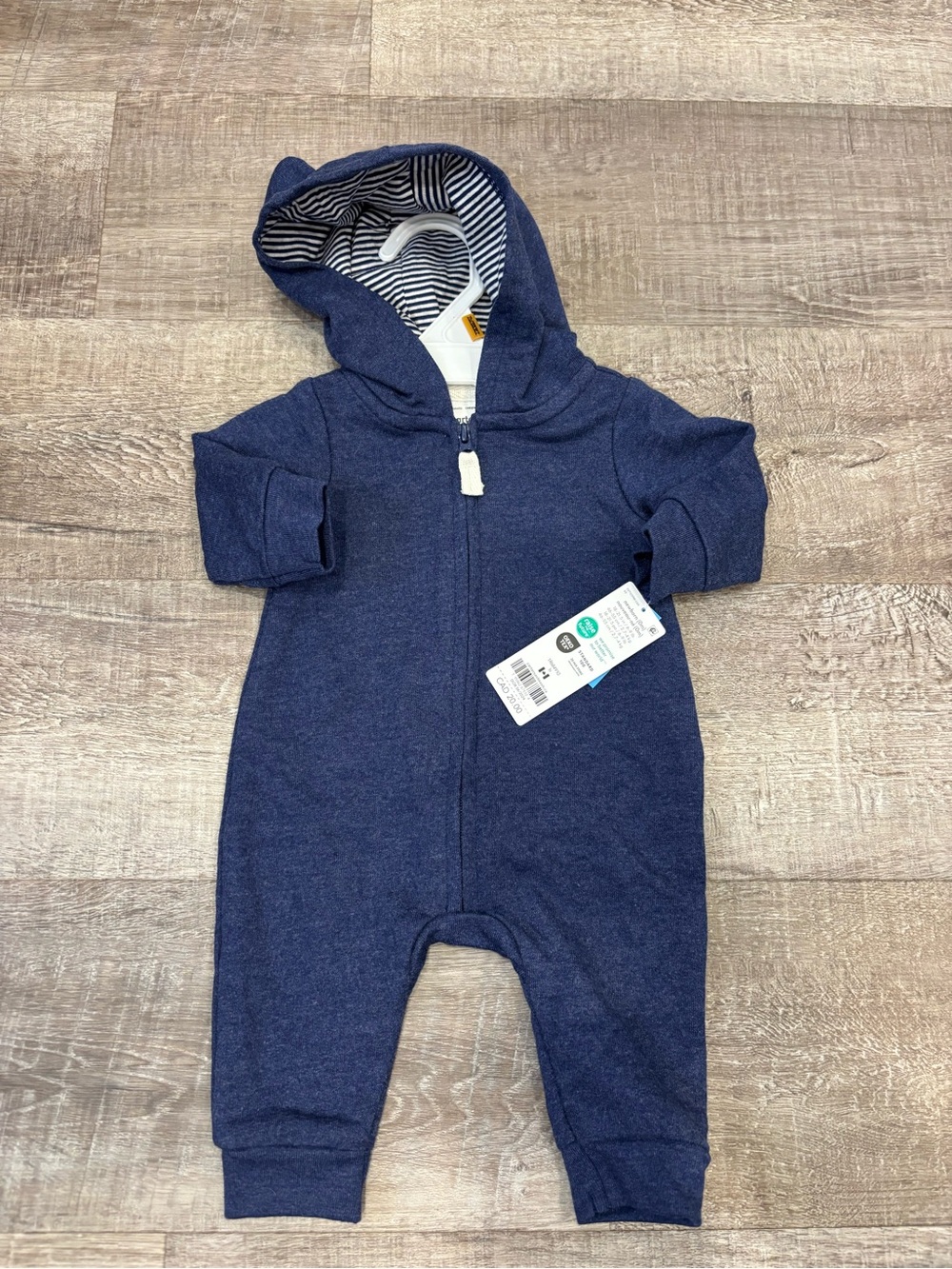 Carter’s Navy Hooded Baby One-Piece Zipper Romper